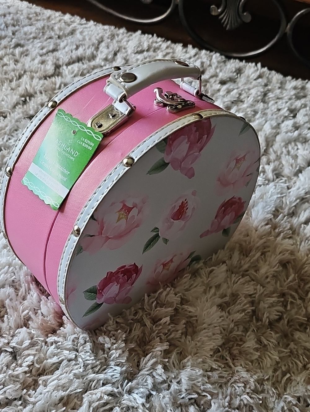 Ashland Pink Floral Round Travel Vanity Case